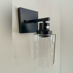 BLACK & CLEAR GLASS EXTERIOR WALL SCONCE NWOT